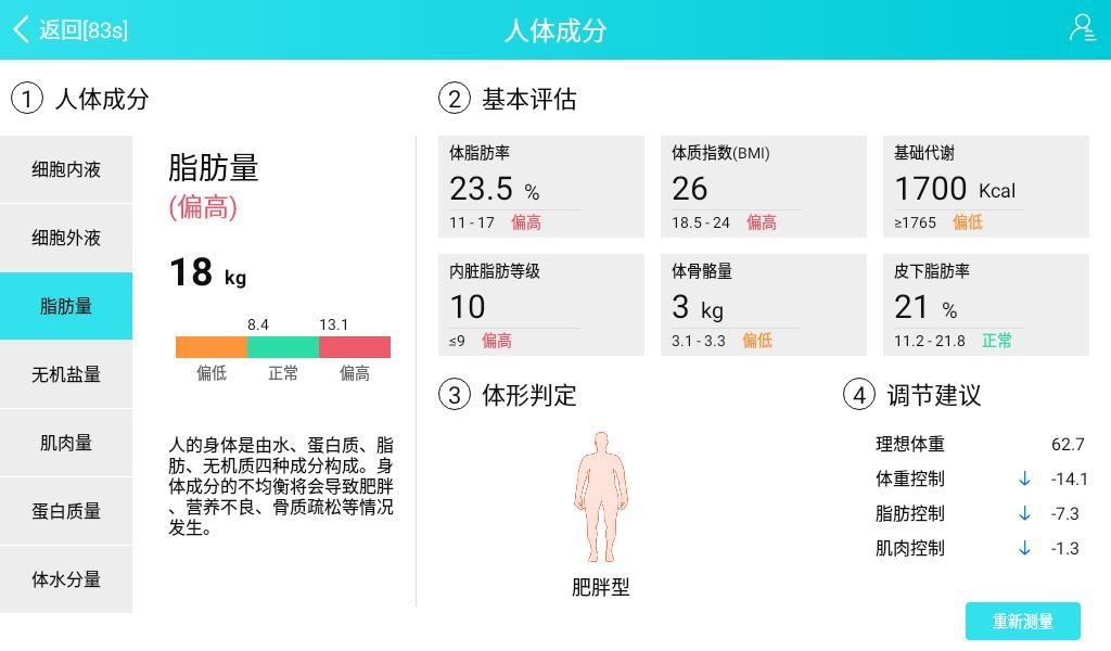 超声波身高体重体脂仪测量报告